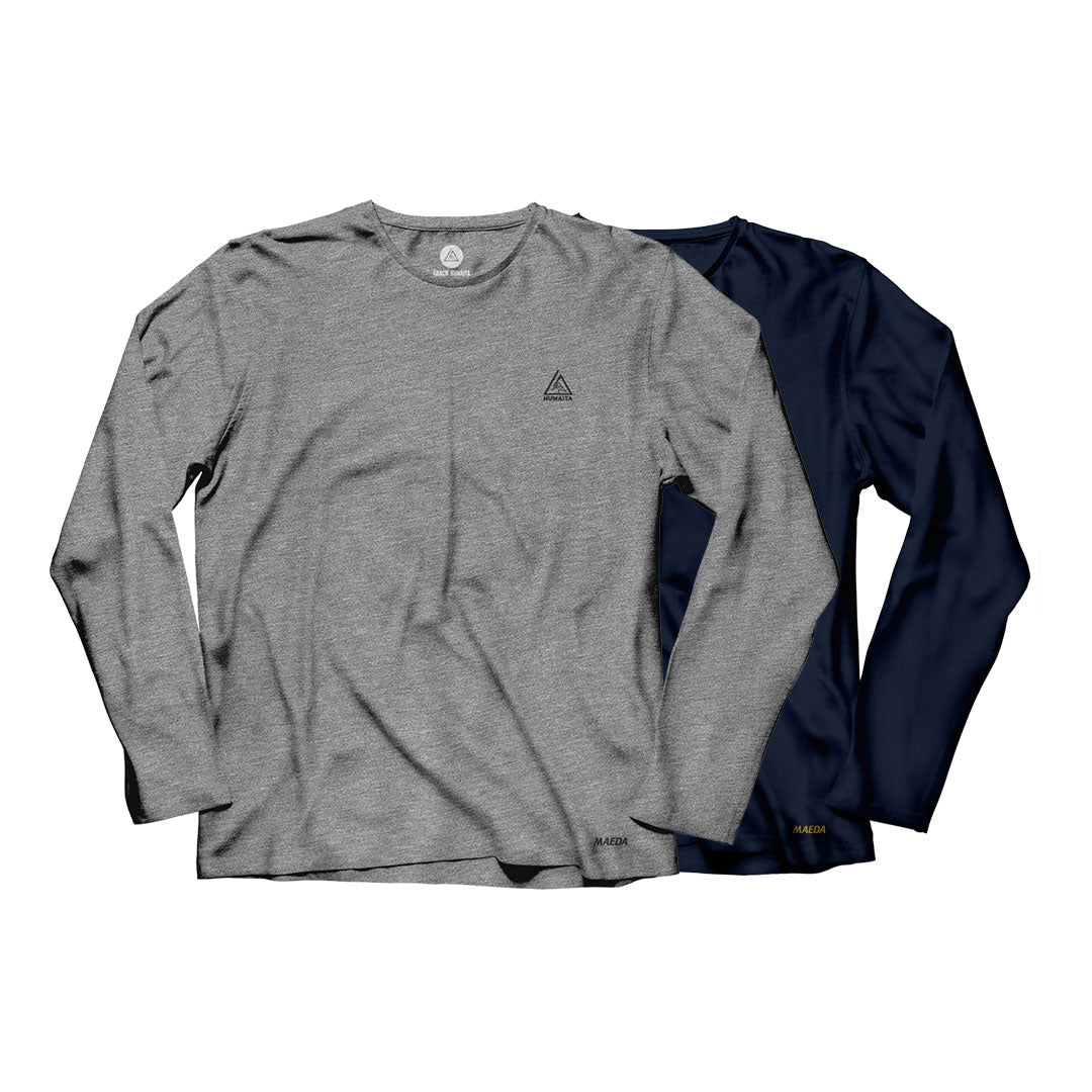 Gracie Humaita Legacy Long Sleeve Tee Shirt Gray and Blue