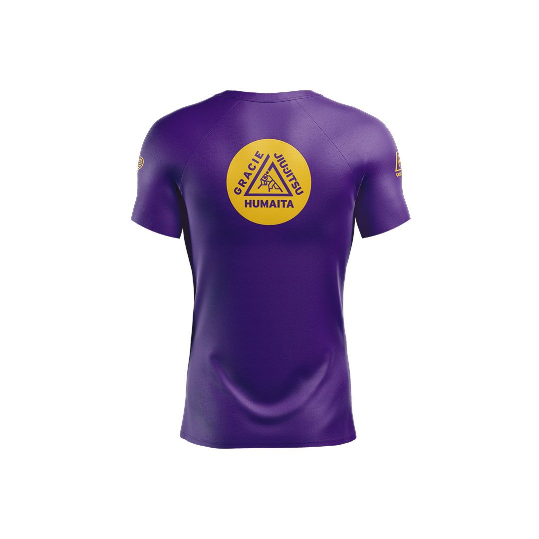Gracie Humaita 4 Panel Short Sleeve Ranked Rash Guard Purple Back View