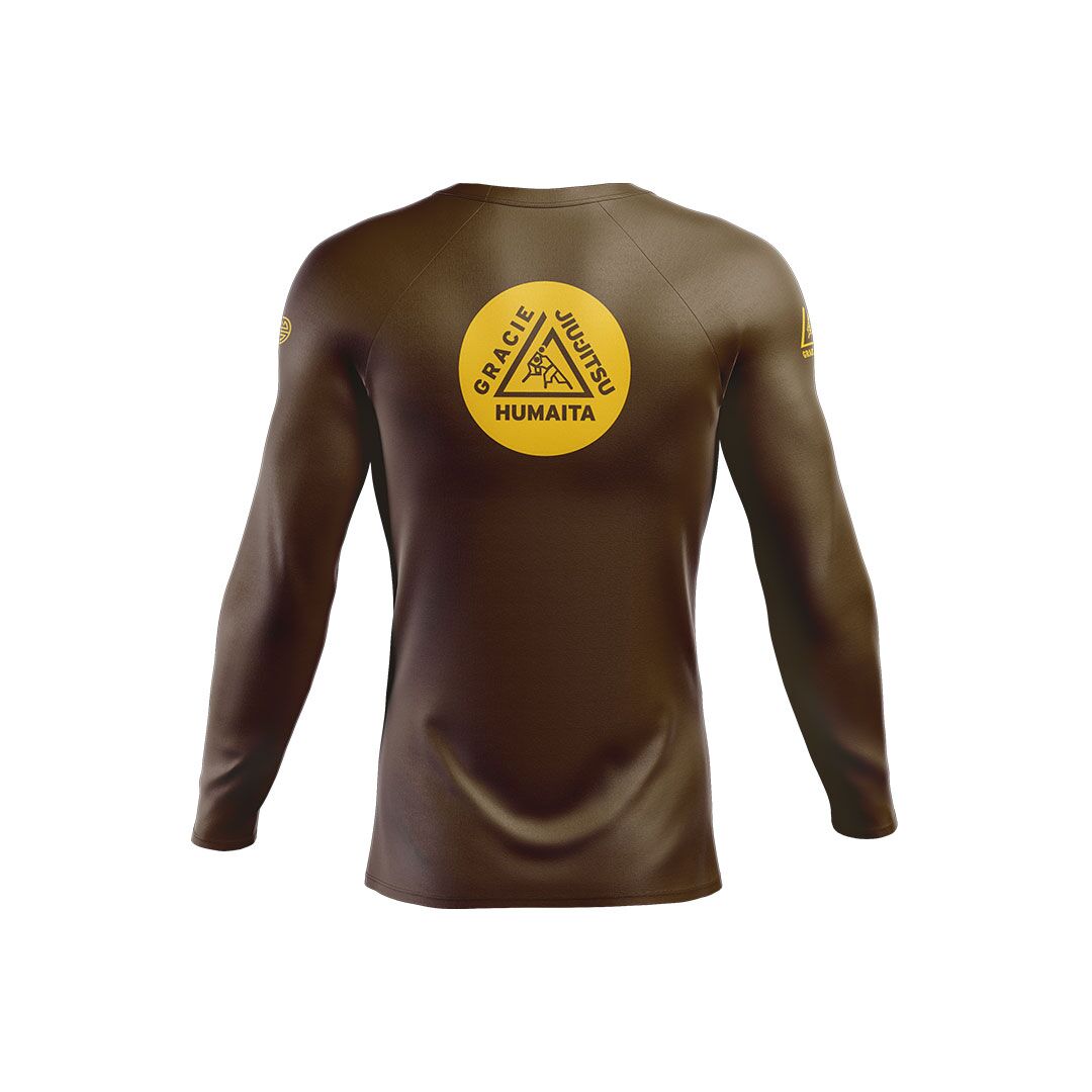 Gracie Humaita Ranked L/S Rash Guard Brown Belt Back View
