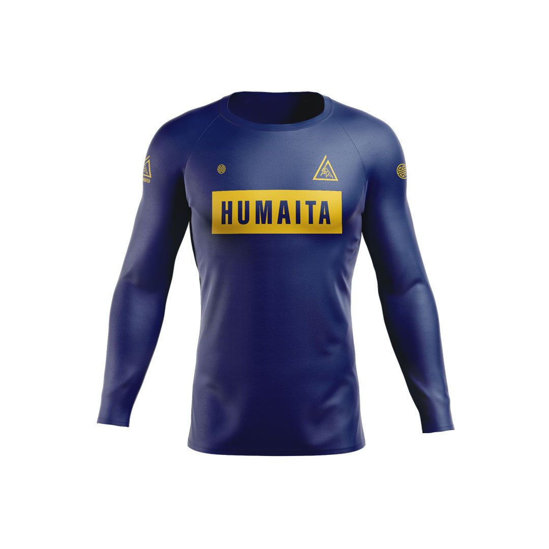 Gracie Humaita Ranked L/S Rash Guard Blue Belt Front View