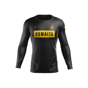 Gracie Humaita Ranked L/S Rash Guard Black Front View