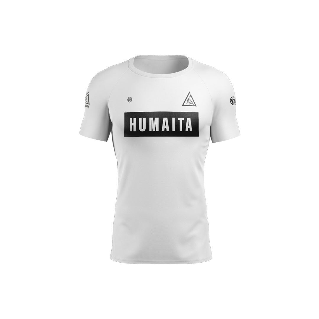Gracie Humaita 4 Panel Short Sleeve Ranked Rash Guard White Front View